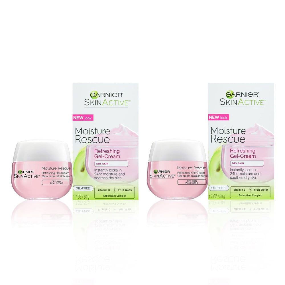 Garnier Moisture Rescue refreshing gel-cream packaging shows oil-free hydration benefits