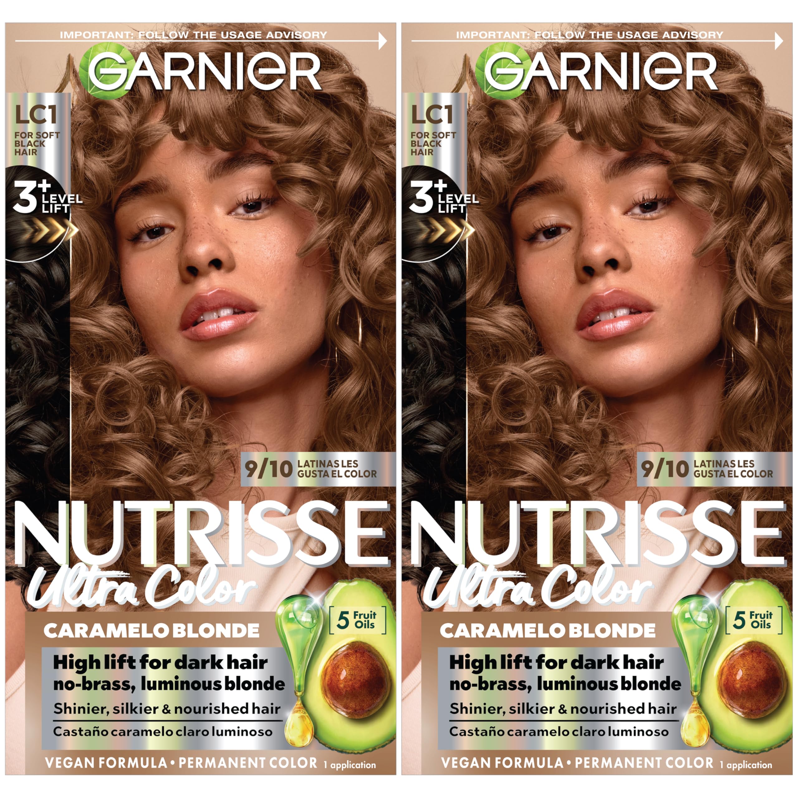 Garnier Nutrisse LC1 Salted Caramelo ampoule snapped into color mix for nourished results.