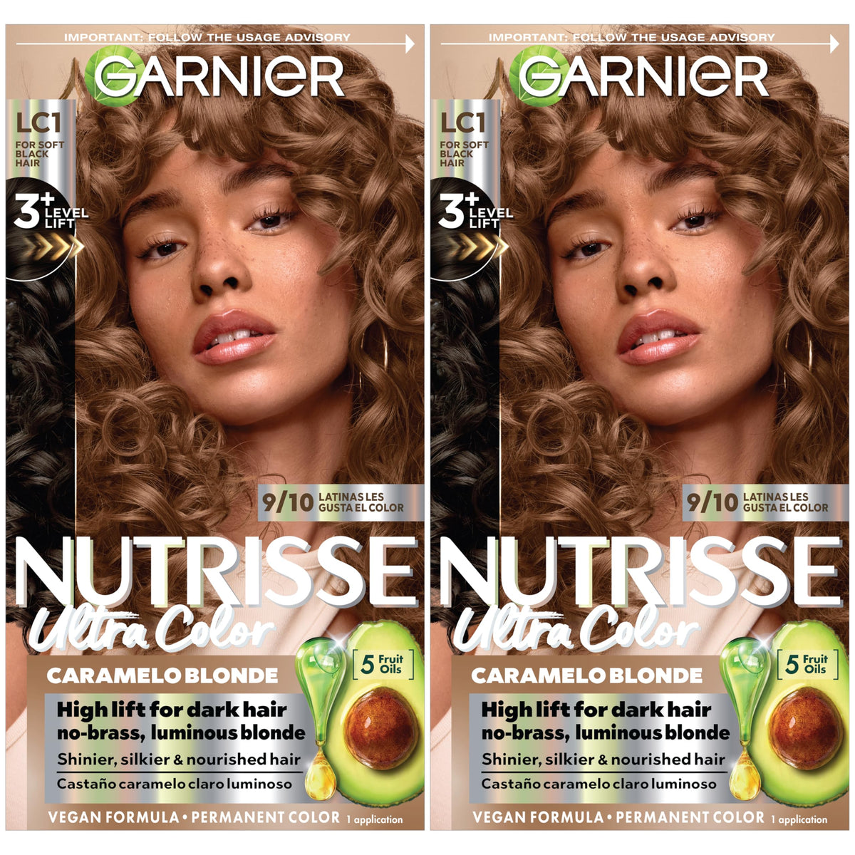 Garnier Nutrisse LC1 Salted Caramelo ampoule snapped into color mix for nourished results.