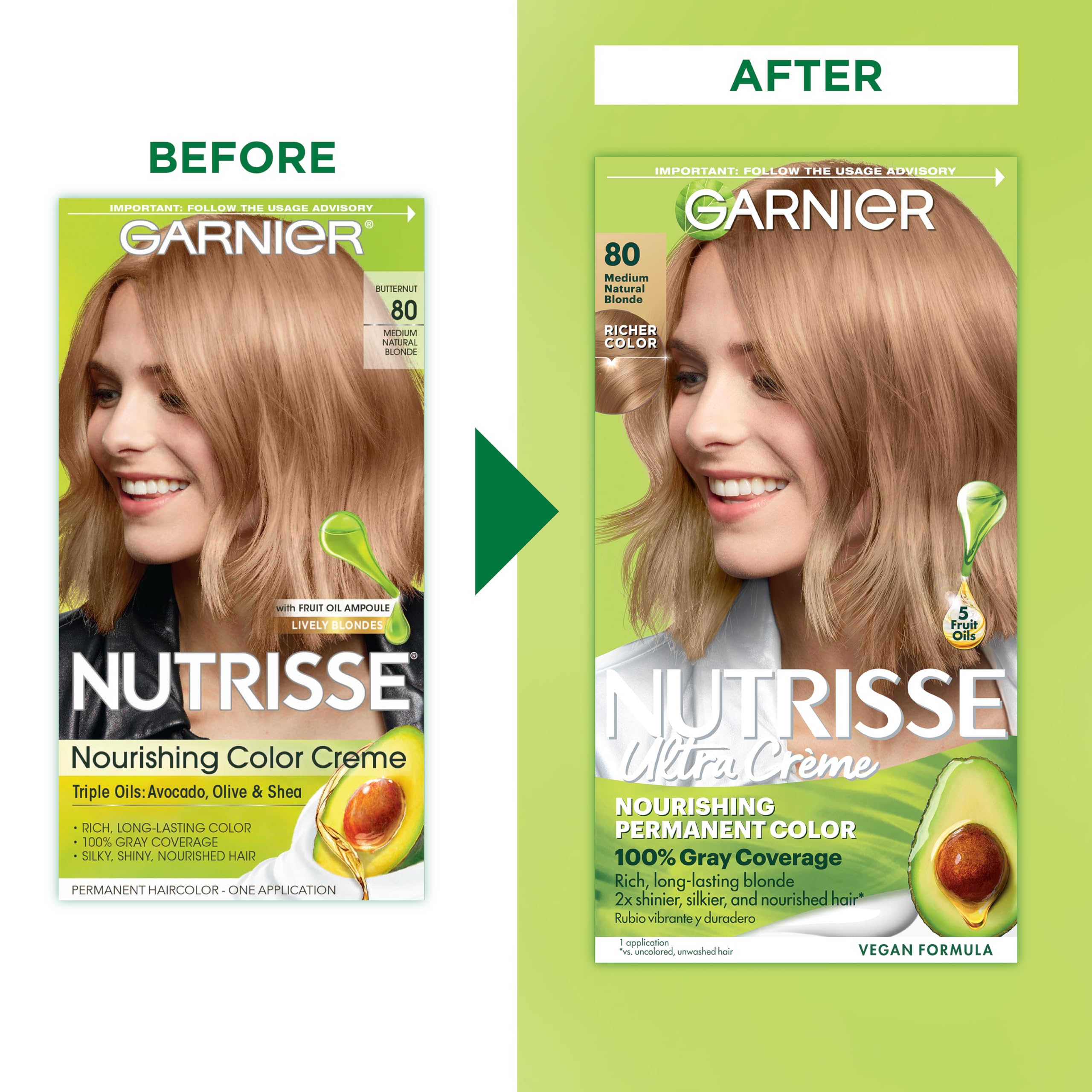 Garnier Nutrisse application on dry hair ensures even coverage from roots to ends.
