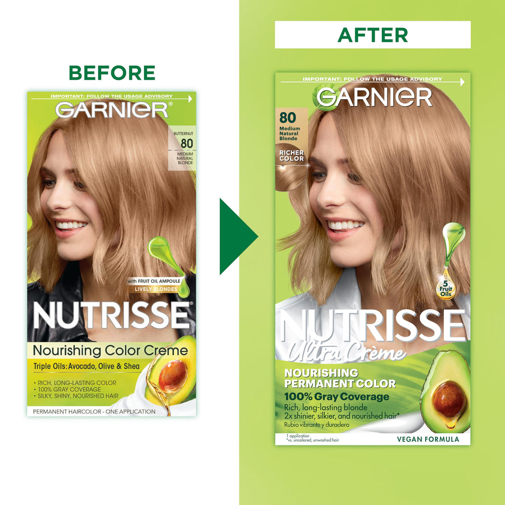 Garnier Nutrisse application on dry hair ensures even coverage from roots to ends.