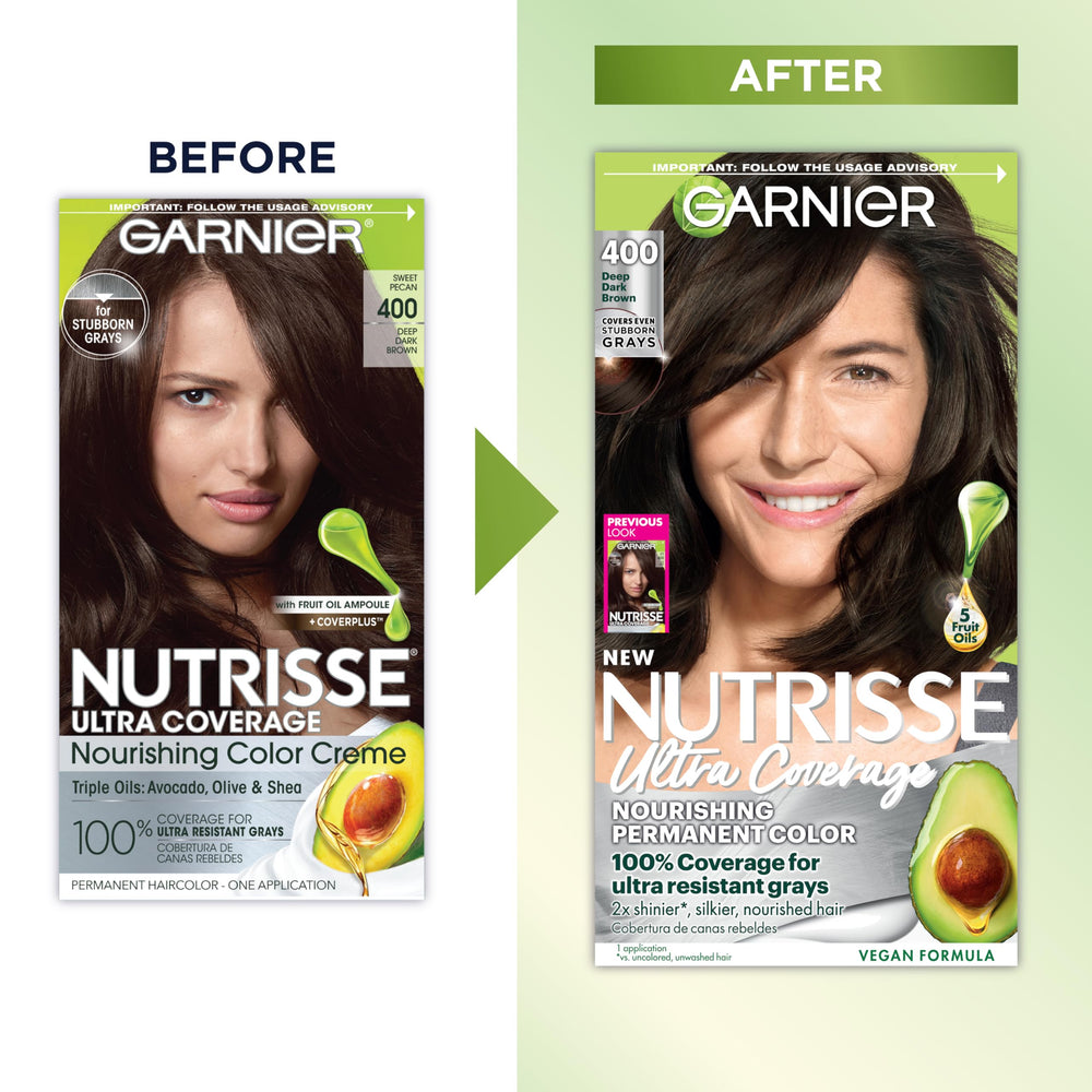 Close-up of Garnier Nutrisse color creme texture for even blend.