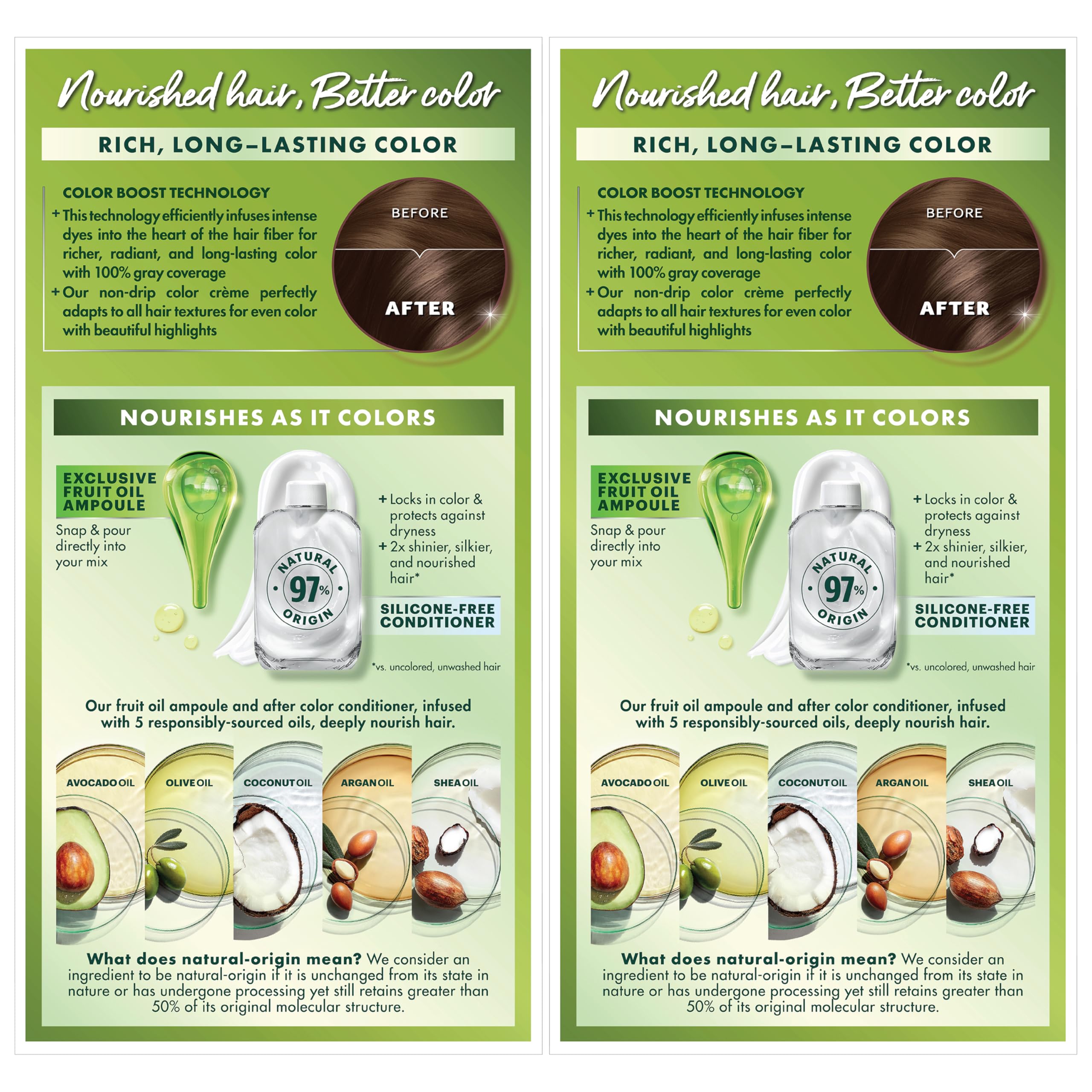 Garnier Nutrisse colorant and developer mix for even coverage.