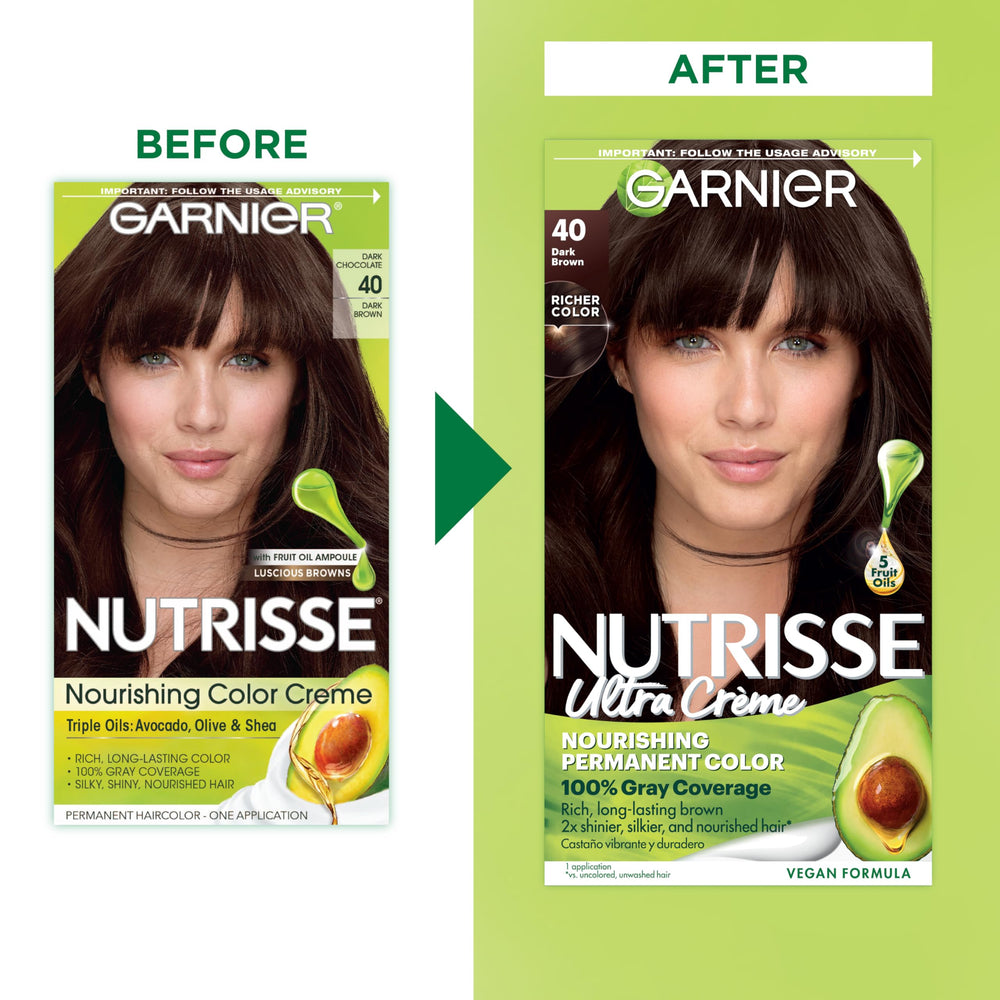 Garnier Nutrisse fruit oil ampoule adds nourishing oils during mixing.