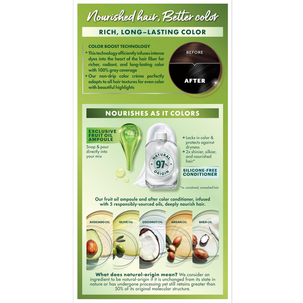 Garnier Nutrisse oil ampoule bottle shown for nourishing color mix.