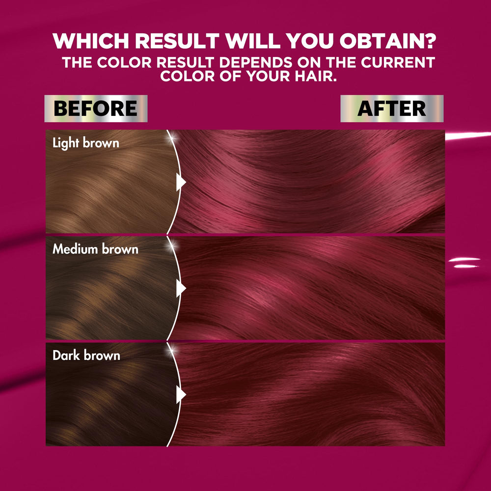 Garnier Nutrisse Ultra Color color result image highlights vibrant, salon-like finish on hair.