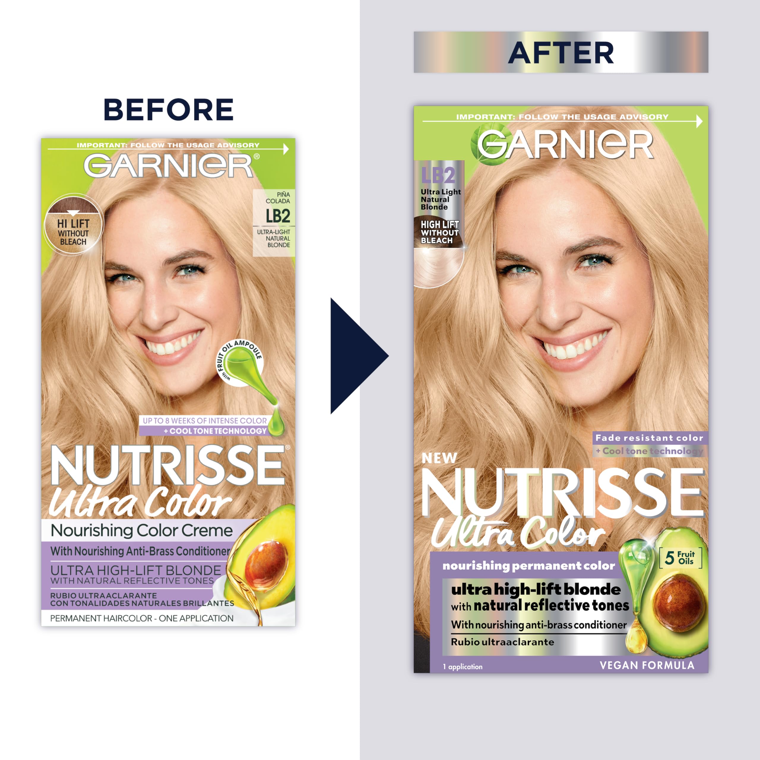 Garnier Nutrisse LB2 dye-cream tube ready for color application