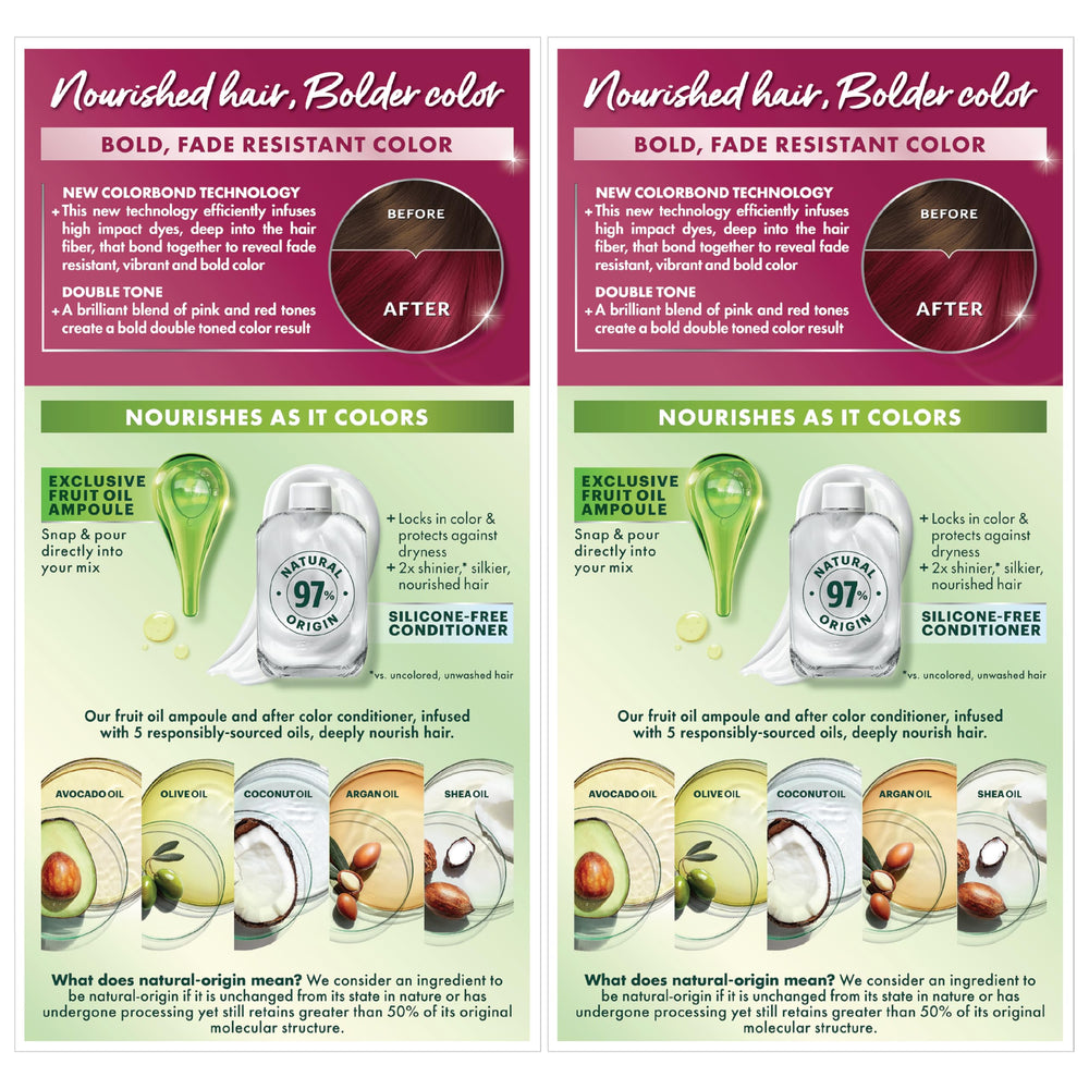 Garnier Nutrisse Ultra Color packaging variety image notes multiple shade options.
