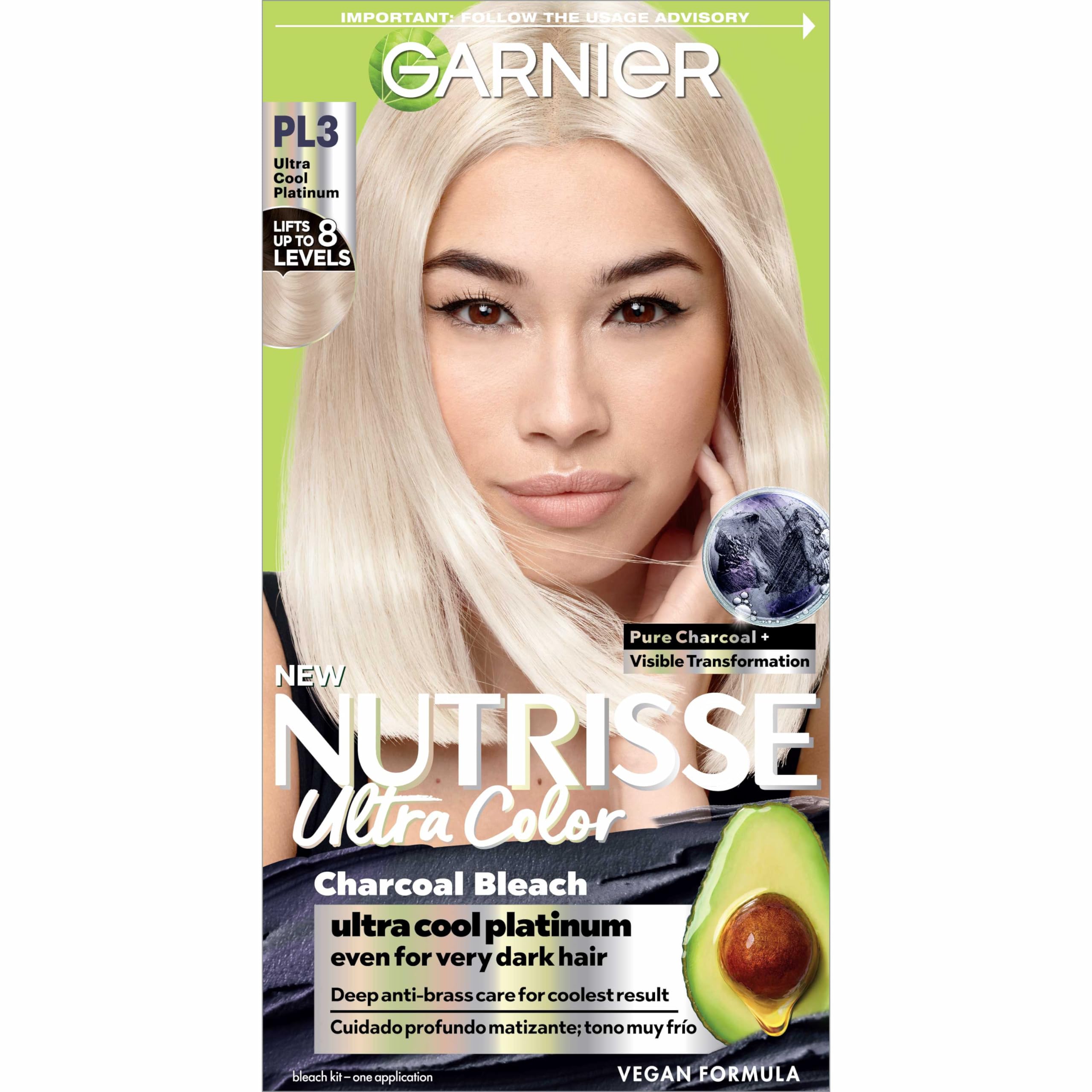 Garnier Nutrisse PL3 charcoal bleach powder for up to 8 levels lift with cooler tone