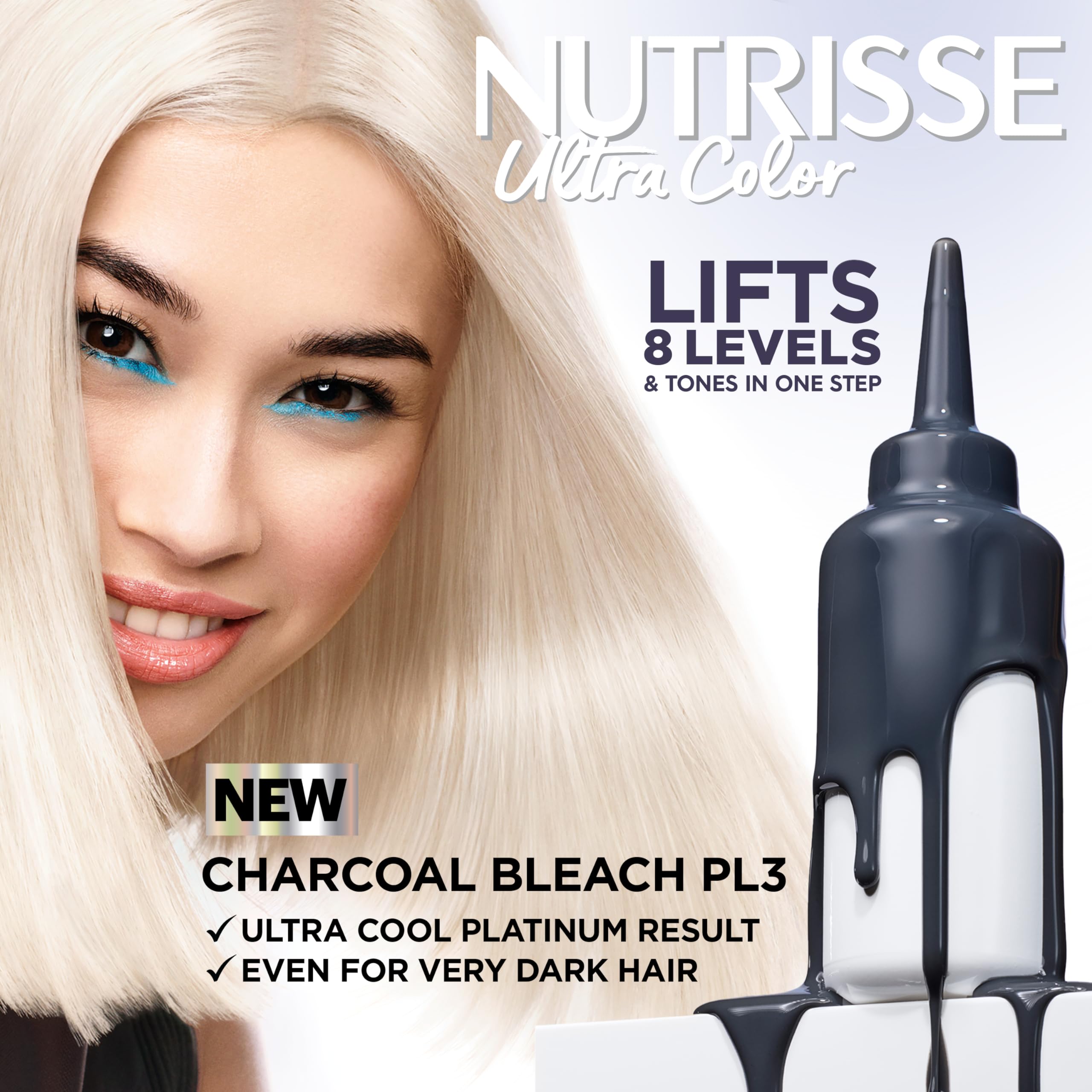 Garnier Nutrisse PL3 lightening creme applies evenly for cool platinum shades