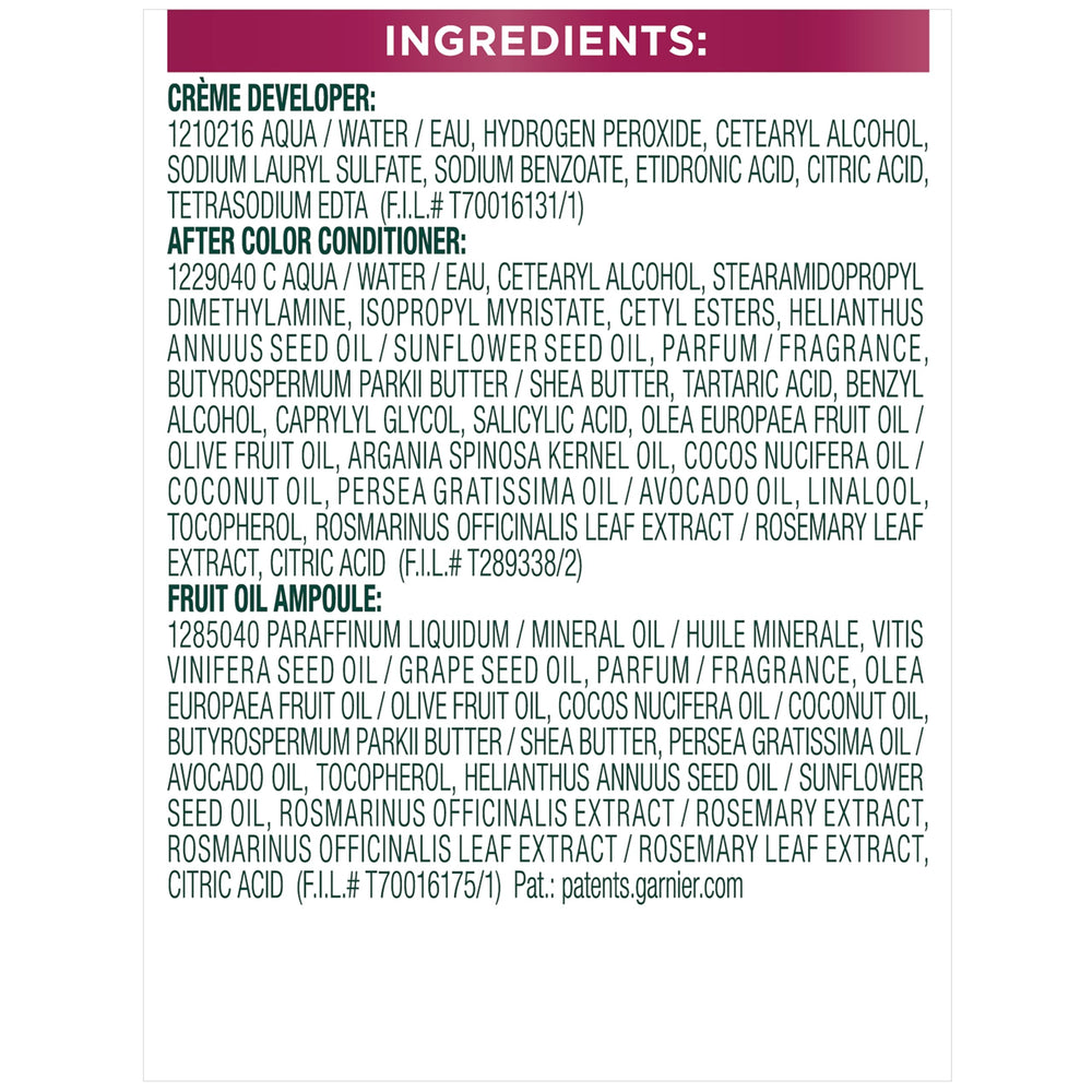 Garnier Nutrisse Ultra Color vegan cruelty-free label confirms ethical choice.