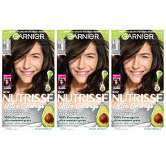 Garnier Nutrisse Ultra Coverage packaging showcasing 100% gray coverage potential.