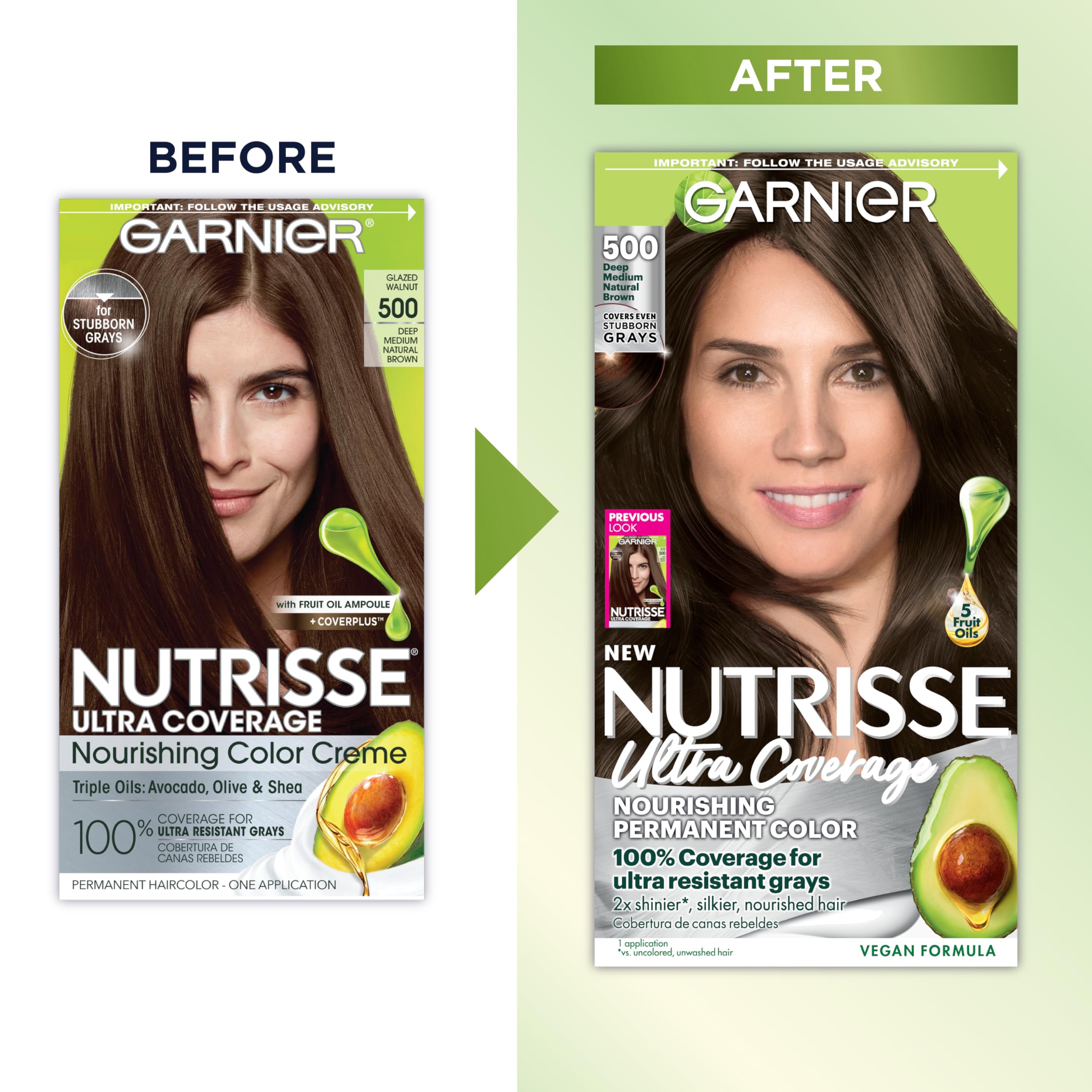 Garnier Nutrisse Ultra Coverage glazed walnut brown finish looks natural.