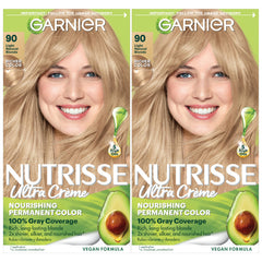 Garnier Nutrisse Ultra Crème box front in shade 90 Light Natural Blonde for at-home color