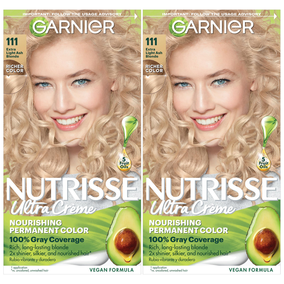 Garnier Nutrisse Ultra Creme bottle poured for even application.