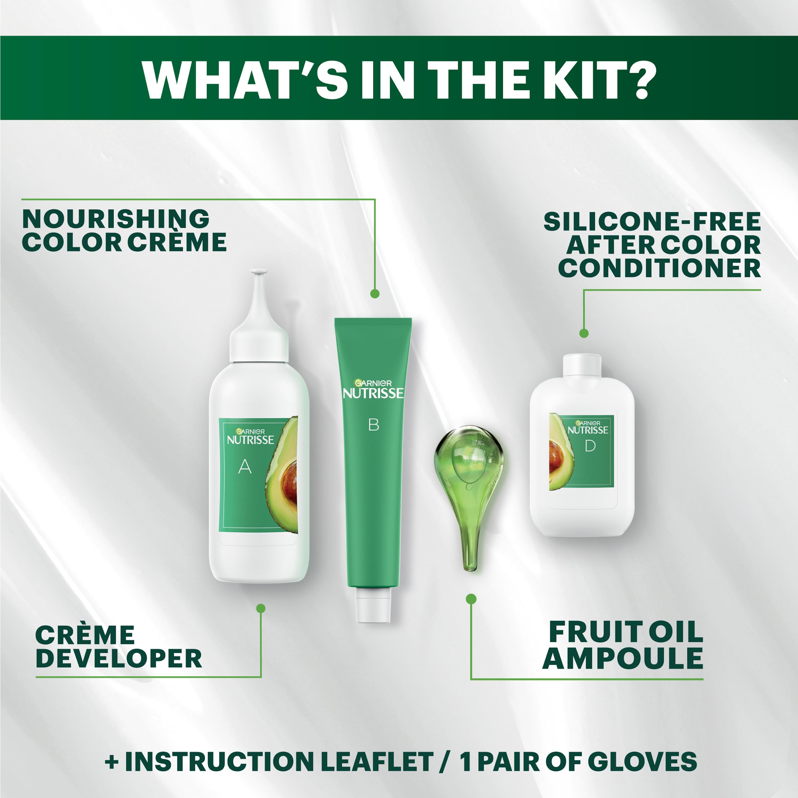Garnier Nutrisse Ultra Creme box-pack contains all essentials for easy dyeing.