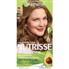 Garnier Nutrisse Ultra Creme box packaging showing kit contents for at‑home color