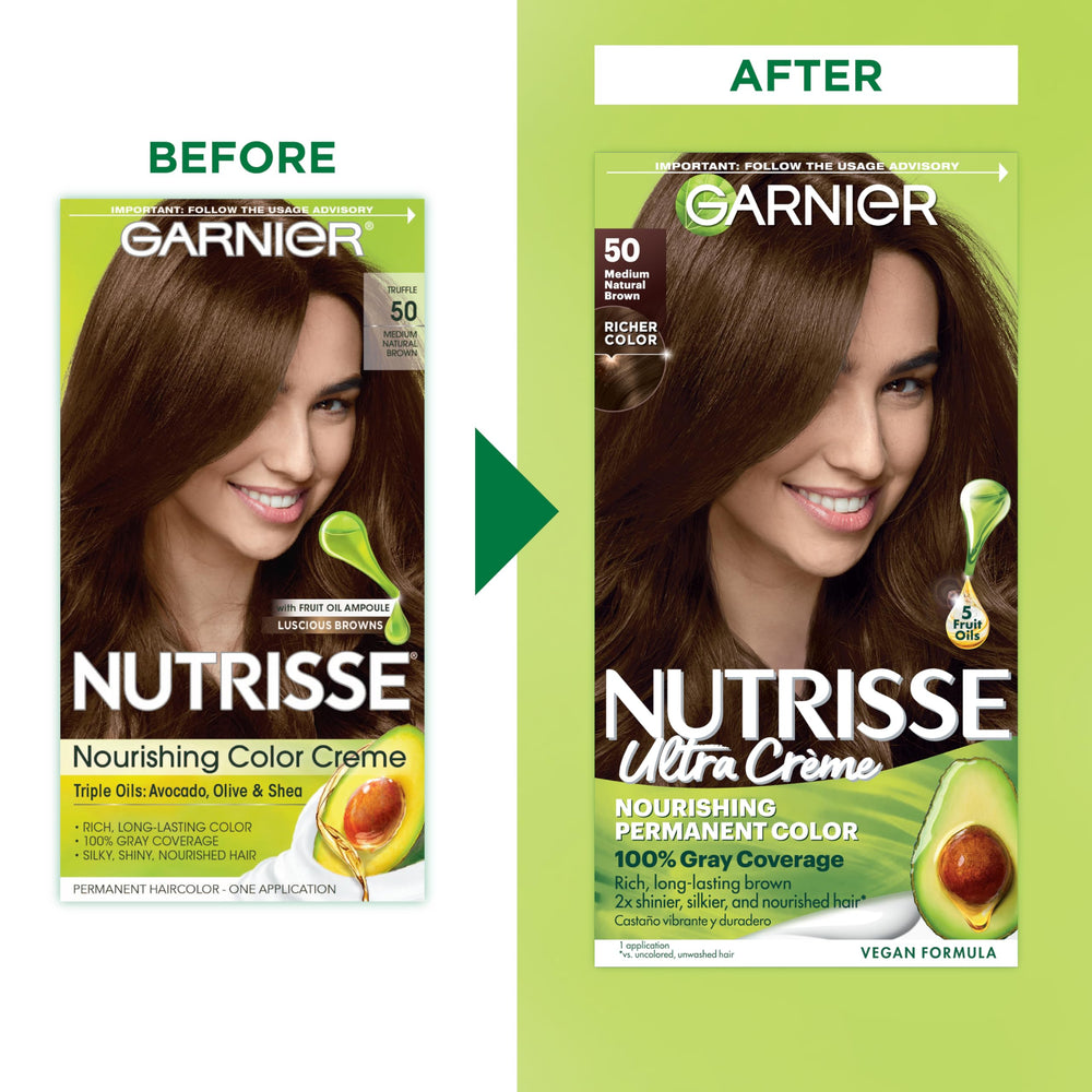 Garnier Nutrisse Ultra Creme colorant bottle for precise at-home application.