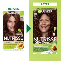 Garnier Nutrisse Ultra Creme developer bottle for even color development.