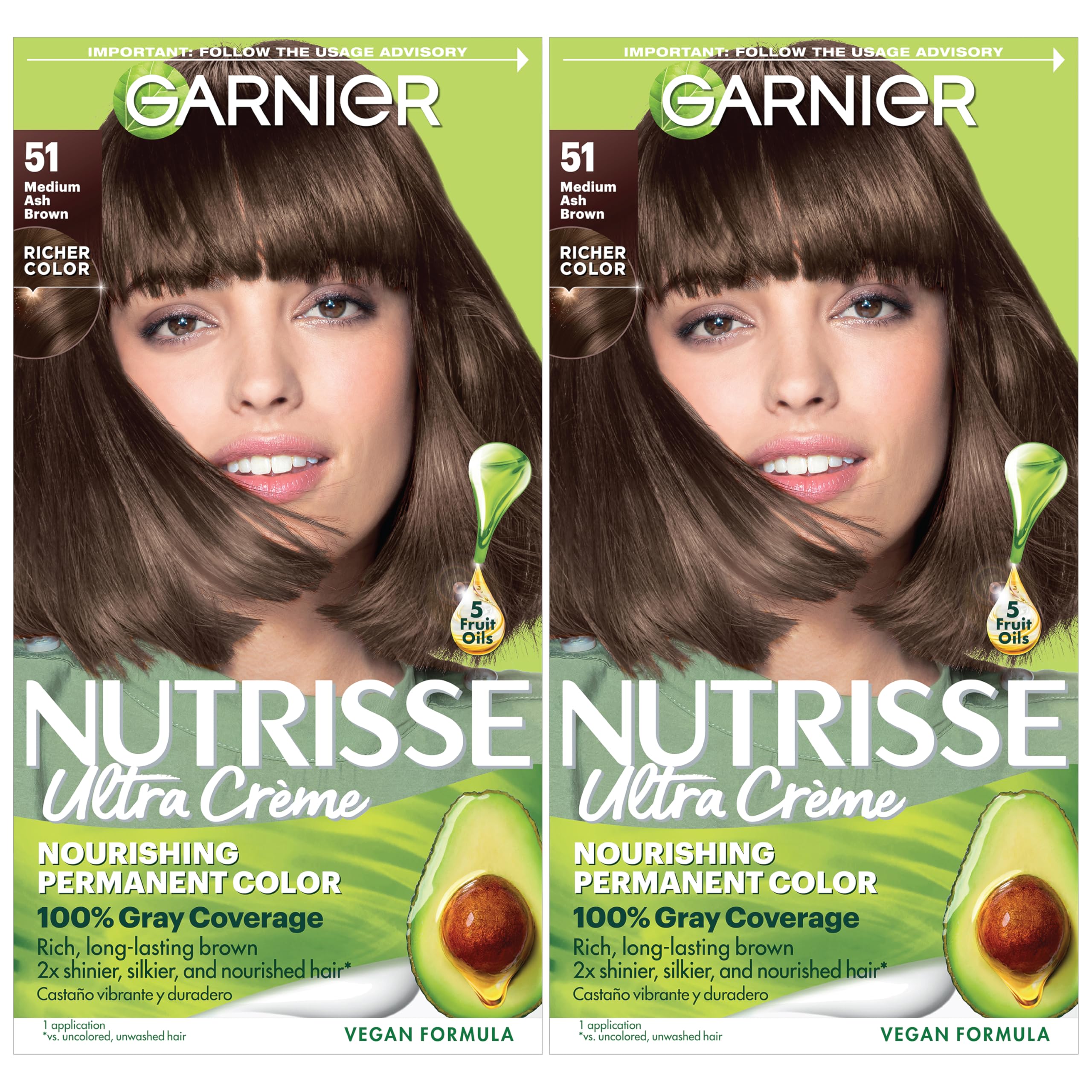 Garnier Nutrisse Ultra Creme kit box shown for at-home color convenience.