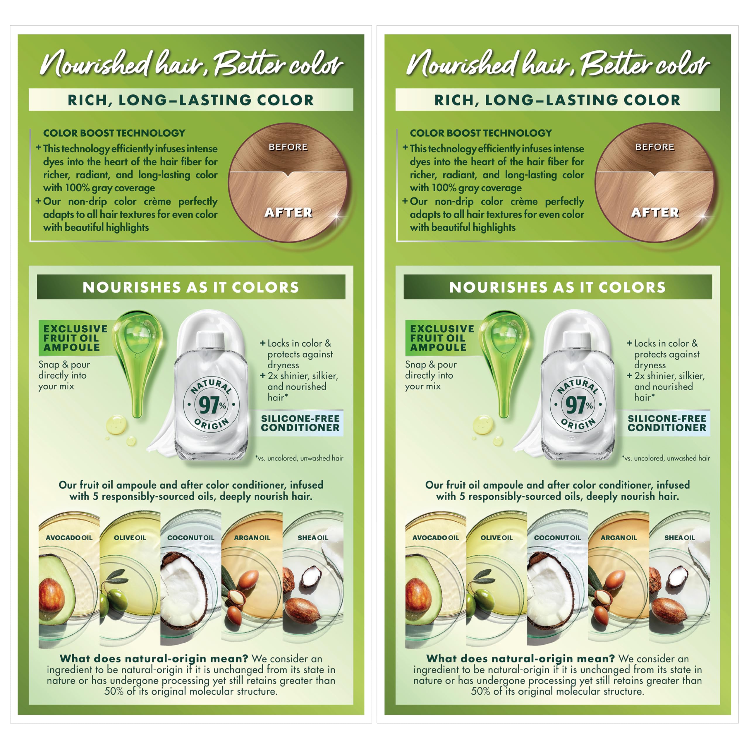 Garnier Nutrisse Ultra Creme oil ampoule nourishes hair during dye.