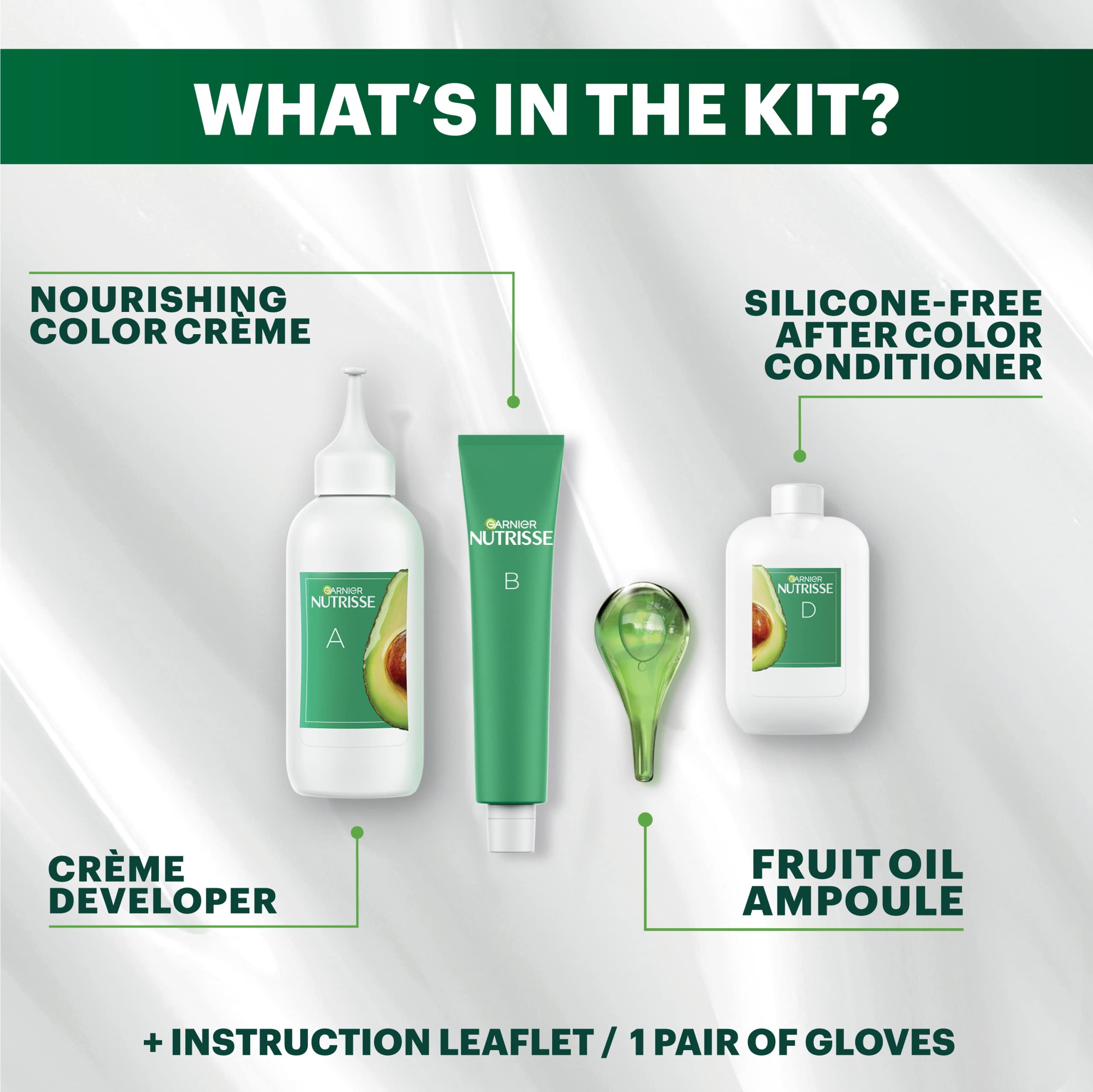 Garnier Nutrisse Ultra Creme packaging box shows vegan, cruelty-free shade options.