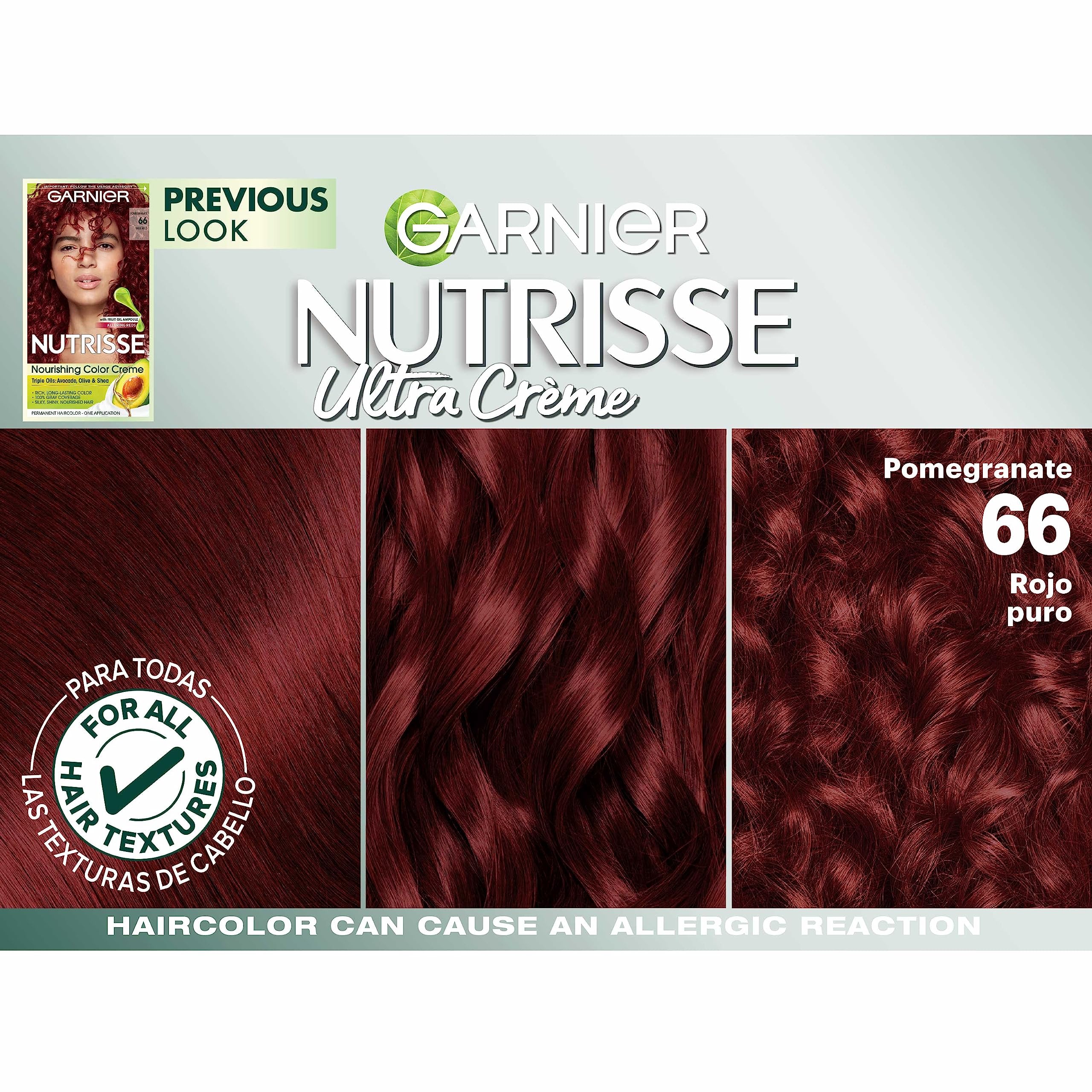 Garnier Nutrisse after-color conditioner helps detangle and nourish hair.