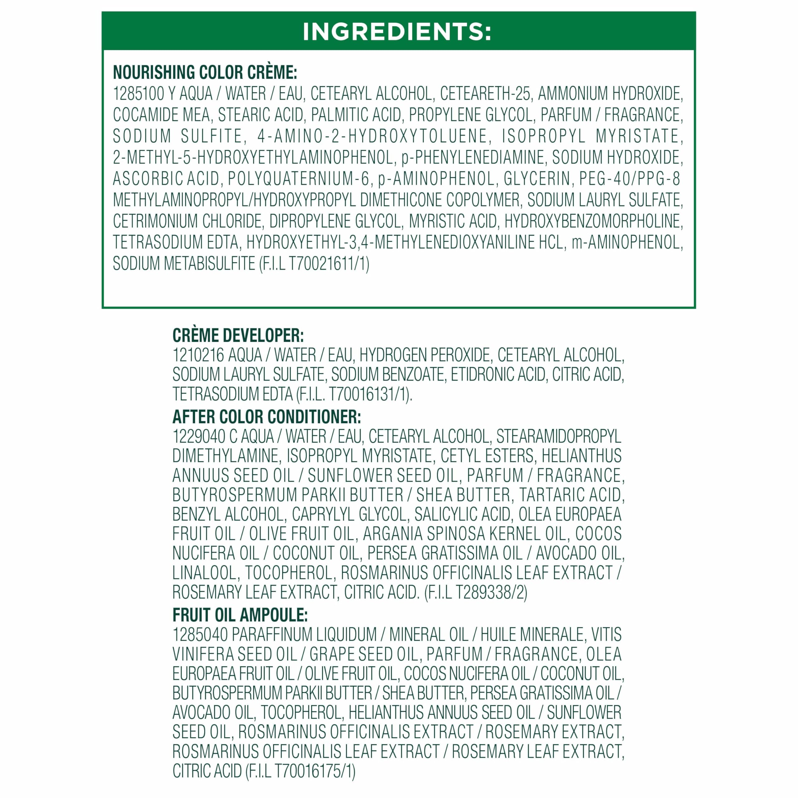 Garnier Nutrisse kit included components visible in home dye setup.