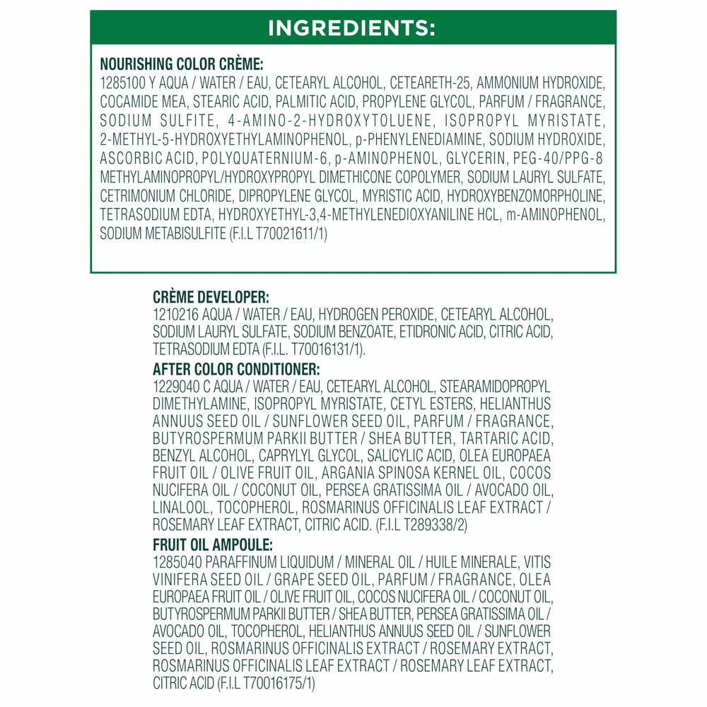 Garnier Nutrisse kit included components visible in home dye setup.