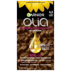 Garnier Olia 6.3 bottle demonstrates ammonia free color for vibrant results