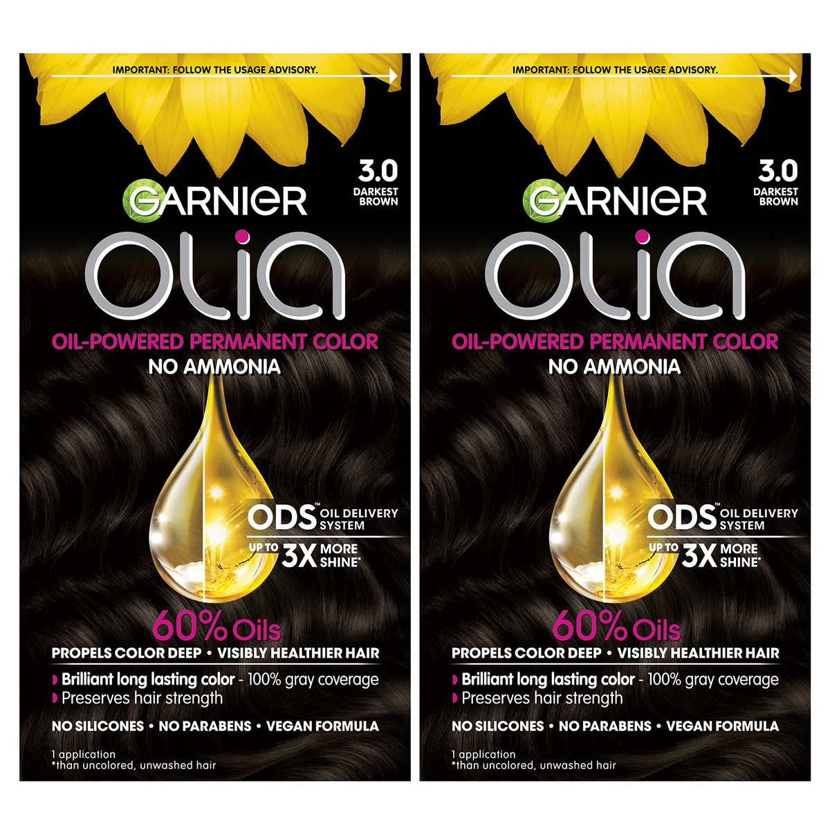Garnier Olia developer bottle for smooth, even color application.