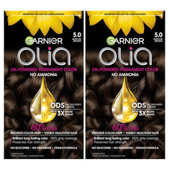 Garnier Olia colorant tube with oil-powered formula for vivid, long-lasting color.