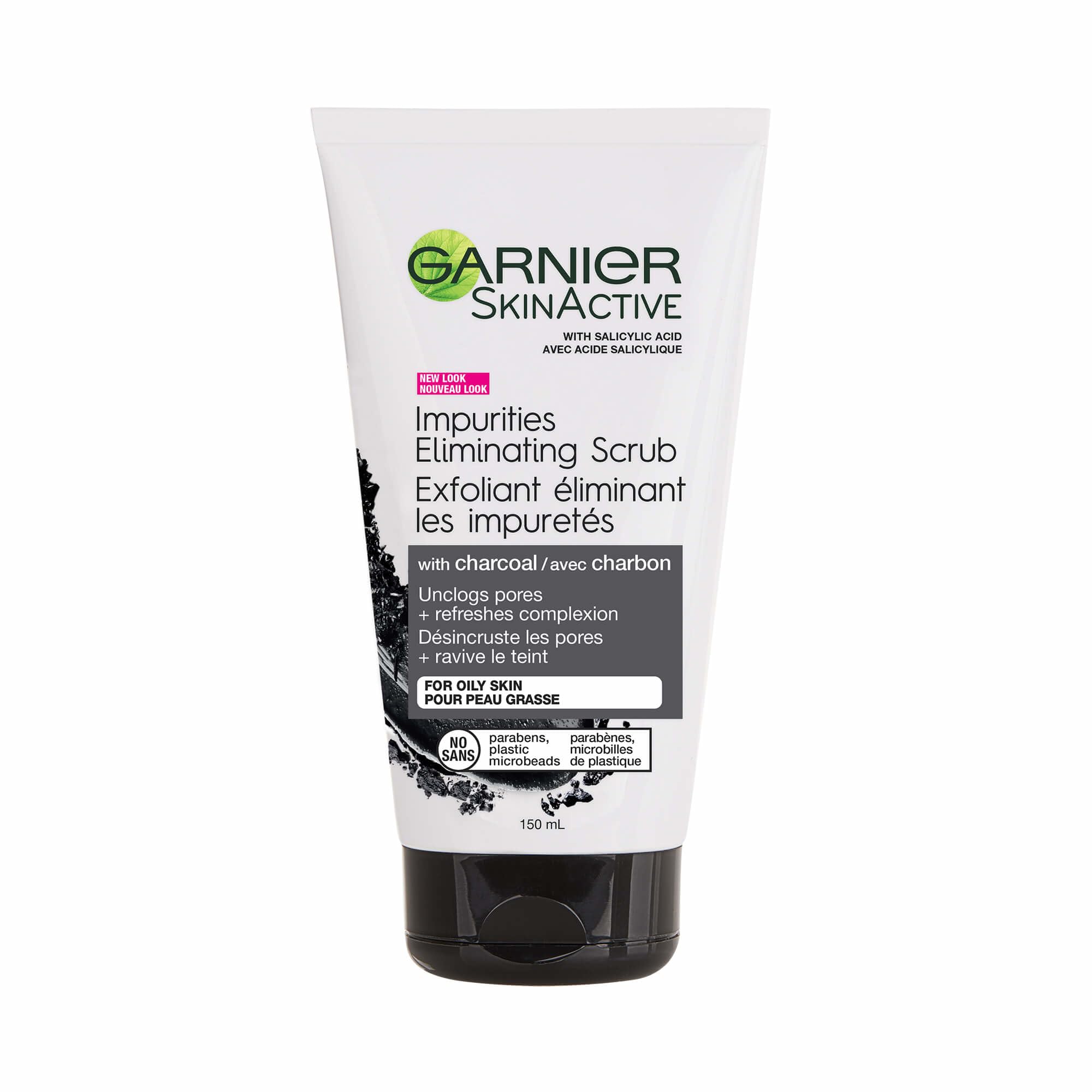 Garnier SkinActive Charcoal Scrub: botella con limpieza profunda de poros