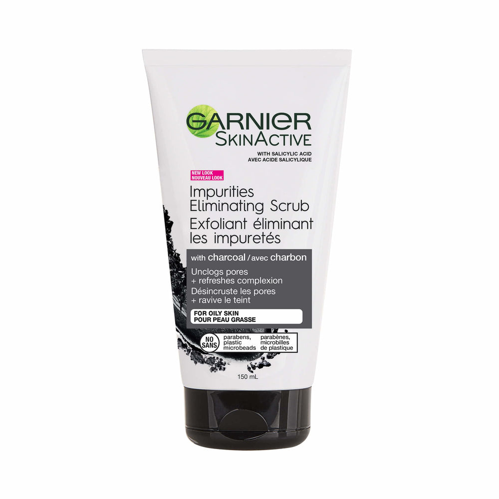 Garnier SkinActive Charcoal Scrub: botella con limpieza profunda de poros