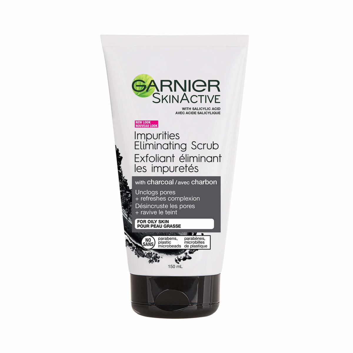 Garnier SkinActive Charcoal Scrub: botella con limpieza profunda de poros