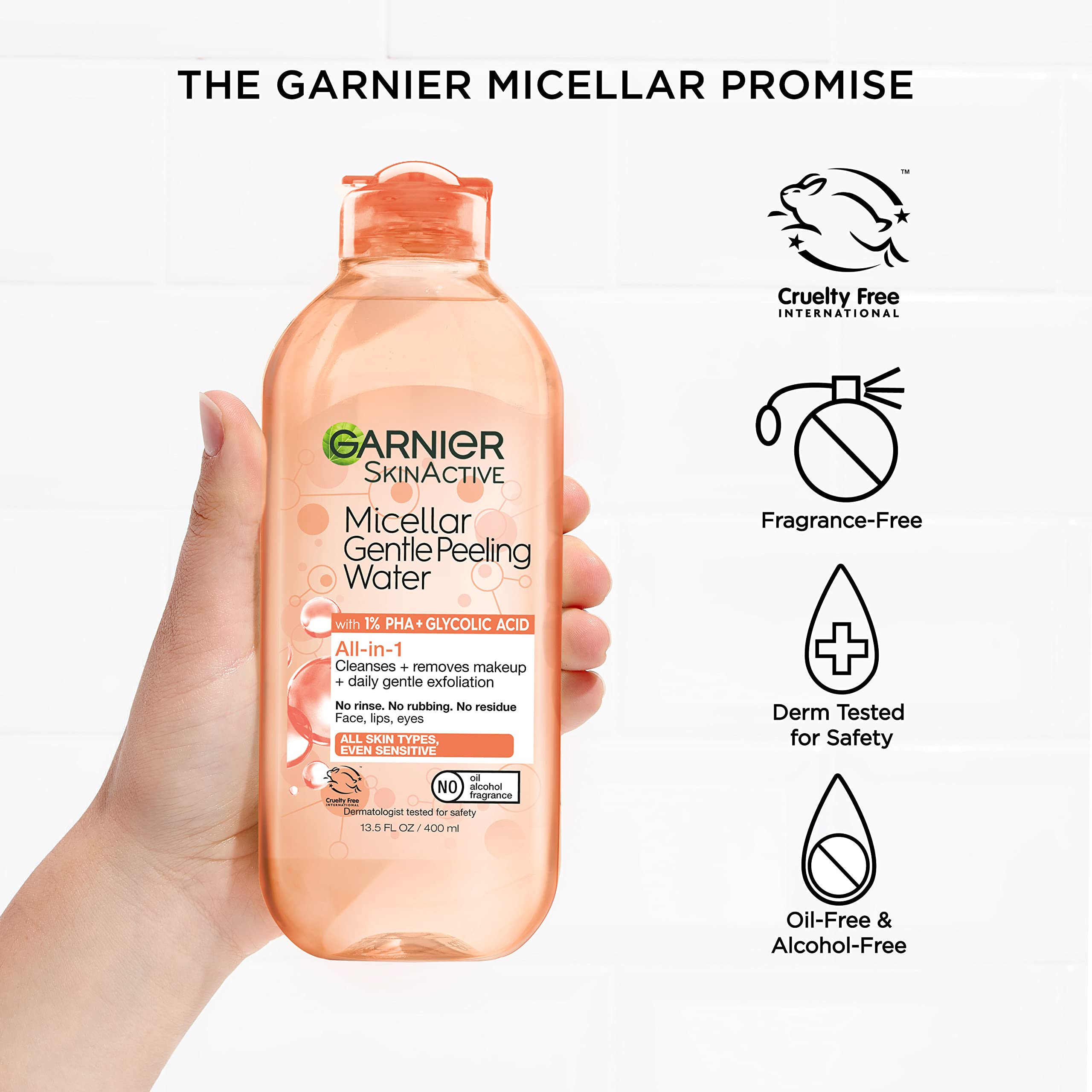 Garnier SkinActive limpieza suave para uso diario sin enjuague.