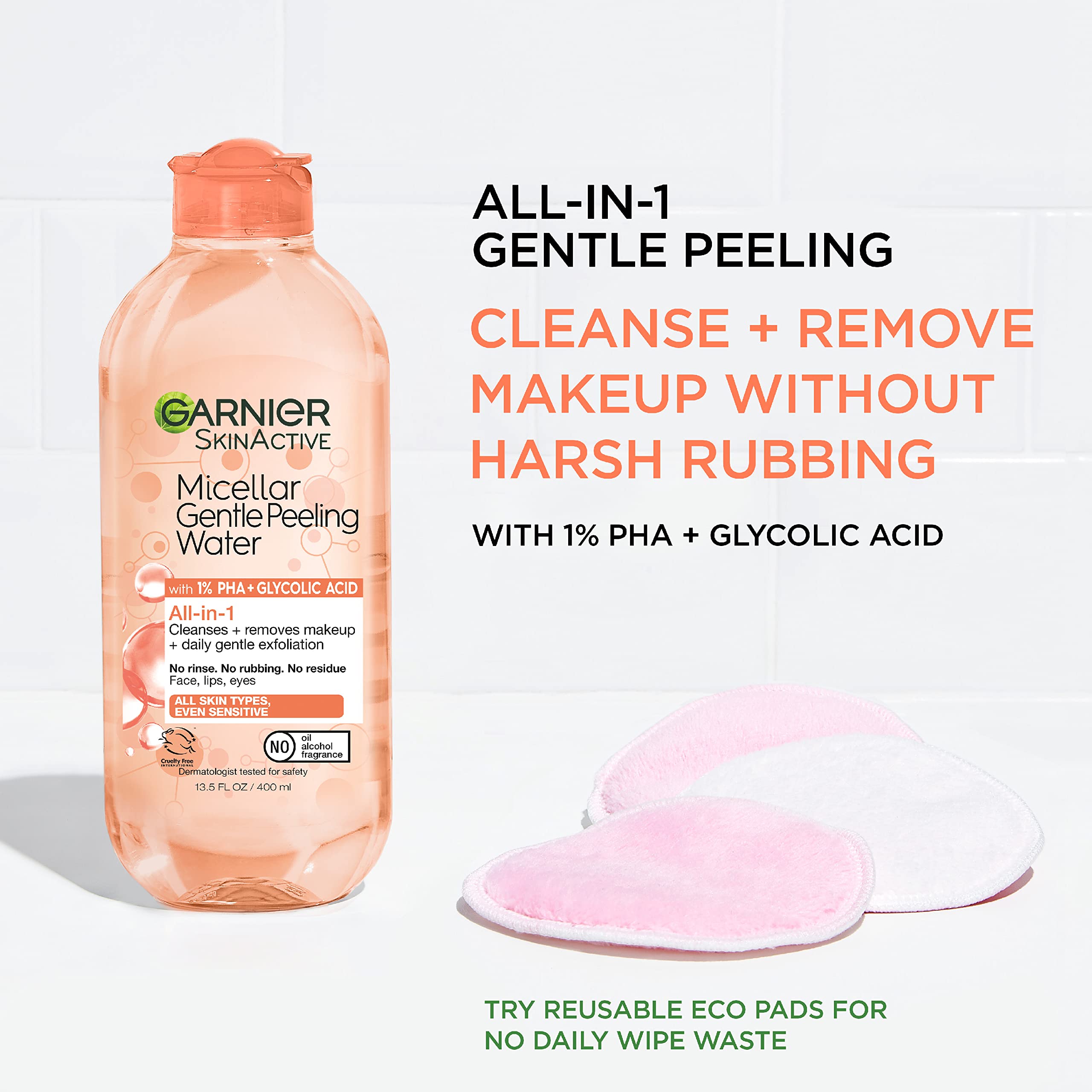 Garnier SkinActive tónico exfoliante con PHA para textura uniforme.