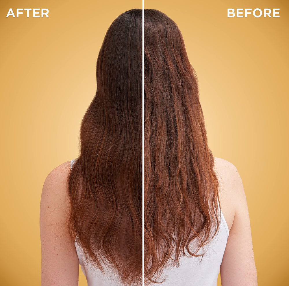 Garnier Whole Blends miel-tesoro, nutre el cabello para un acabado suave.