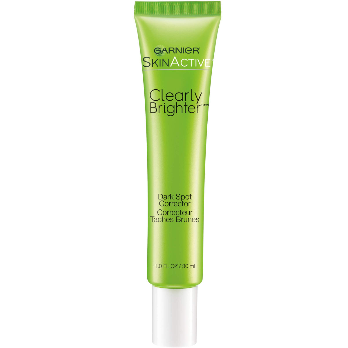 Garnier SkinActive Clearly Brighter bottle highlighting a brightening skincare routine for even skin tone.