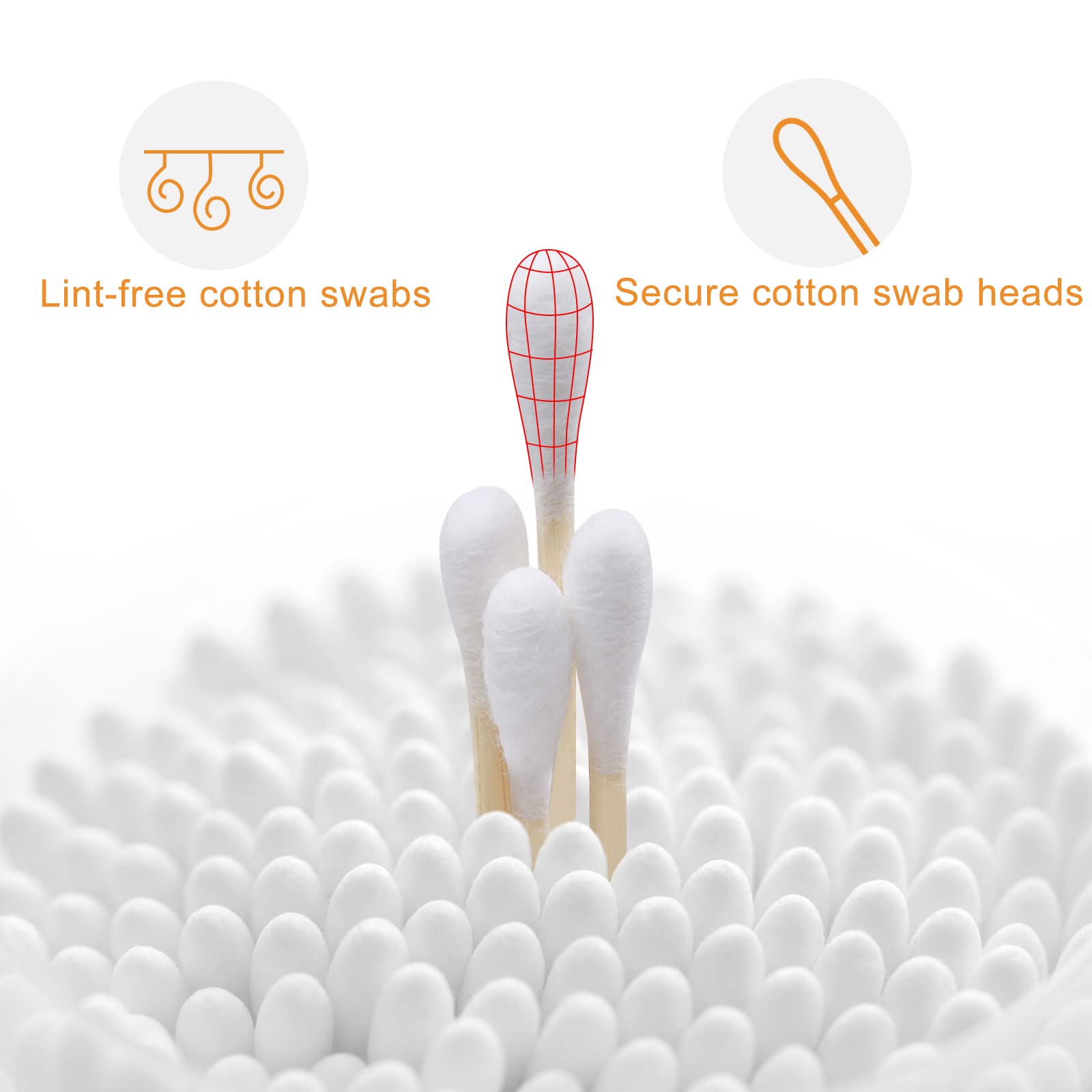 Garrelett double-tip swabs close-up shows soft tips for precise cleaning.