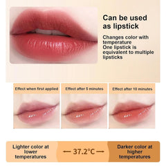 Gartiage clear base lipstick applying to lips with a pH-driven color shift.