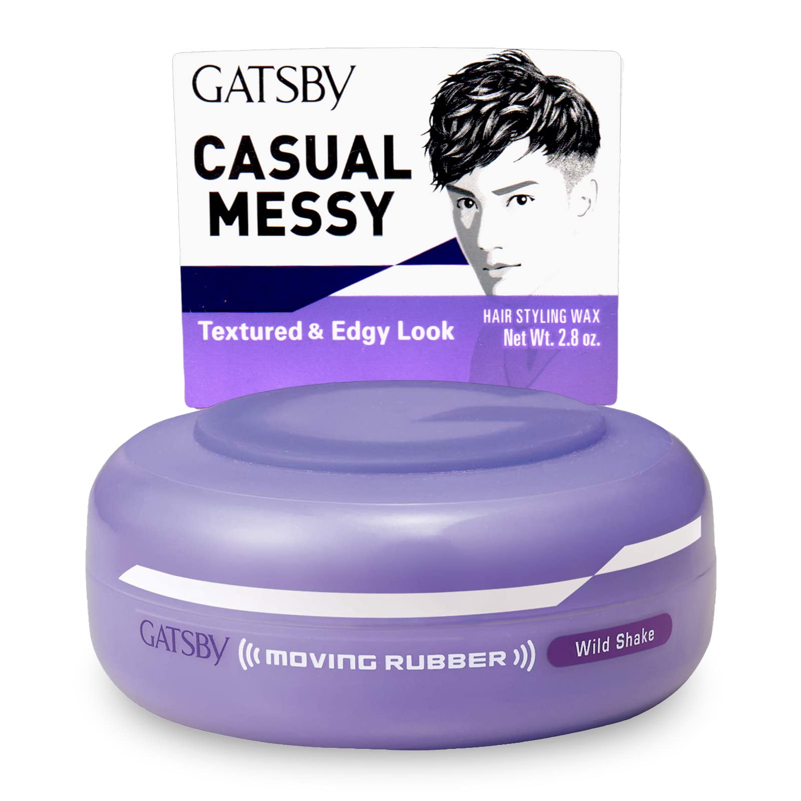 Gatsby Moving Rubber Wild Shake wax bottle front view showing high-hold styling