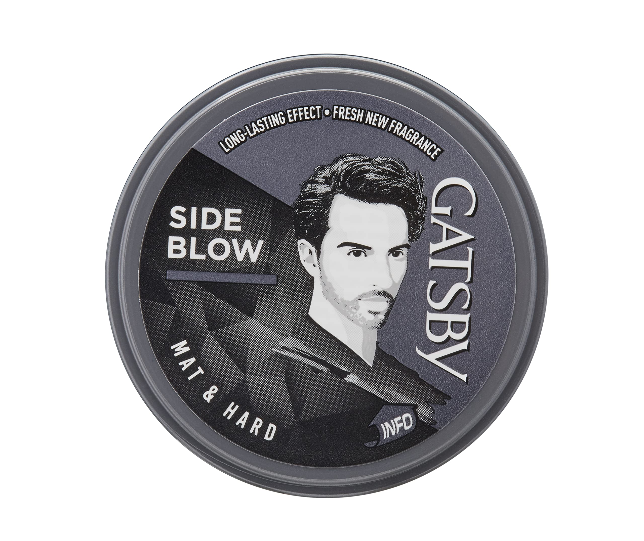 Gatsby Wax Matt & Hard 75g Grey cap for easy styling.