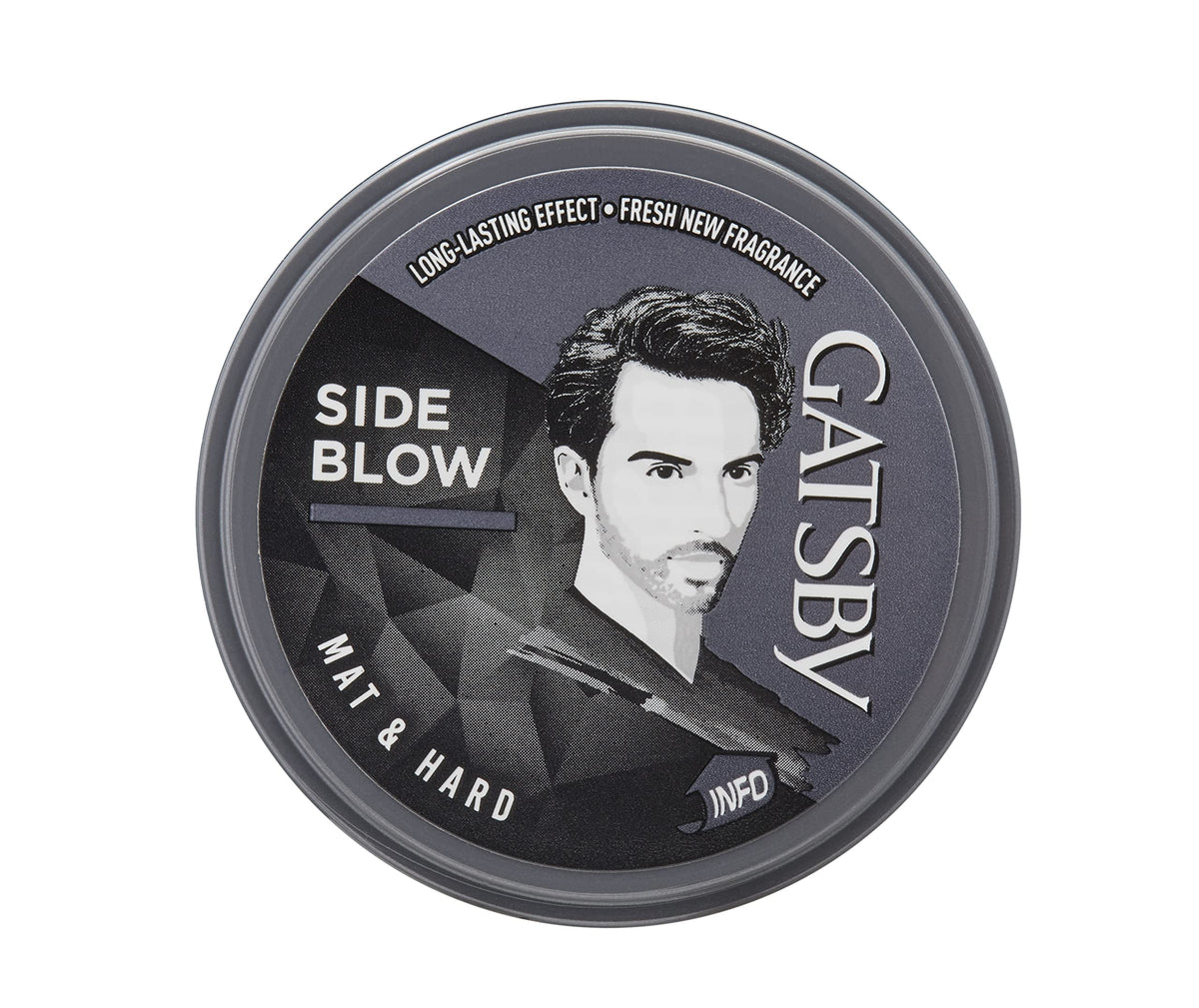 Gatsby Wax Matt & Hard 75g Grey cap for easy styling.