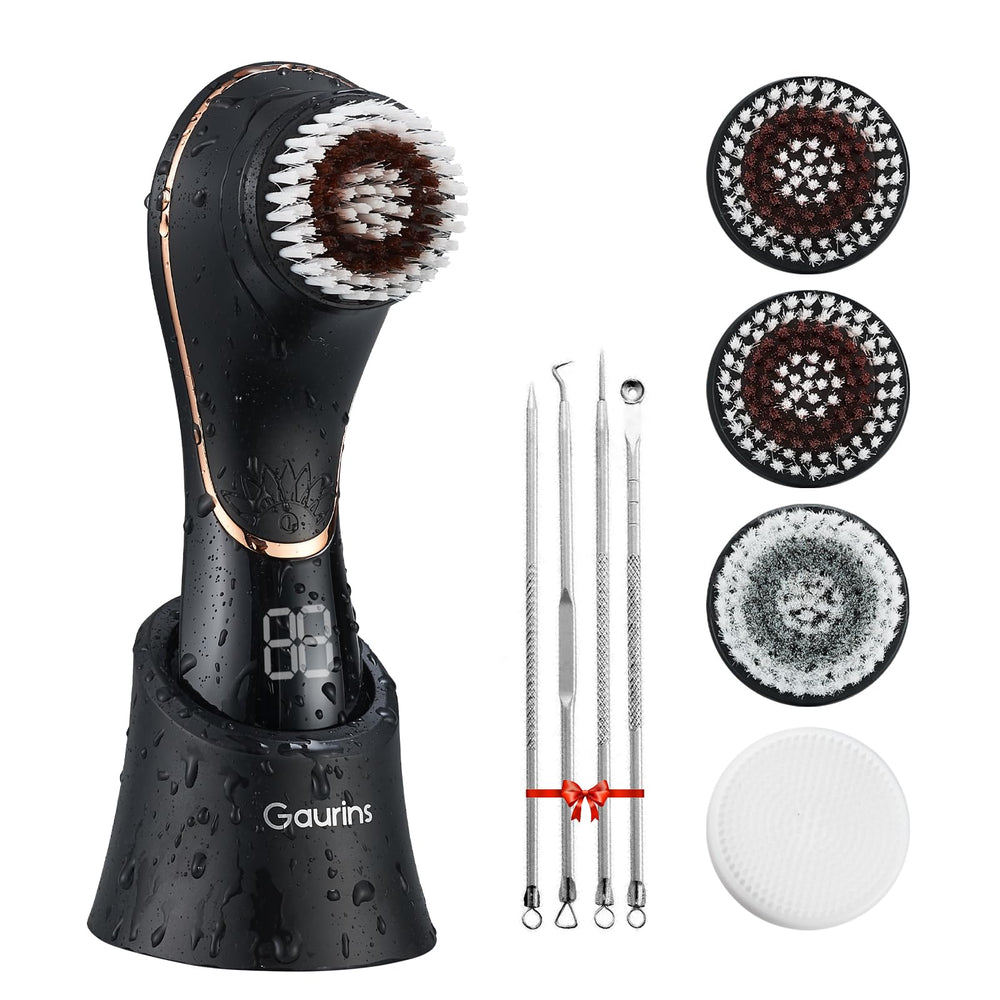 Gaurins facial cleansing brush rotating head close-up for deep pore cleansing
