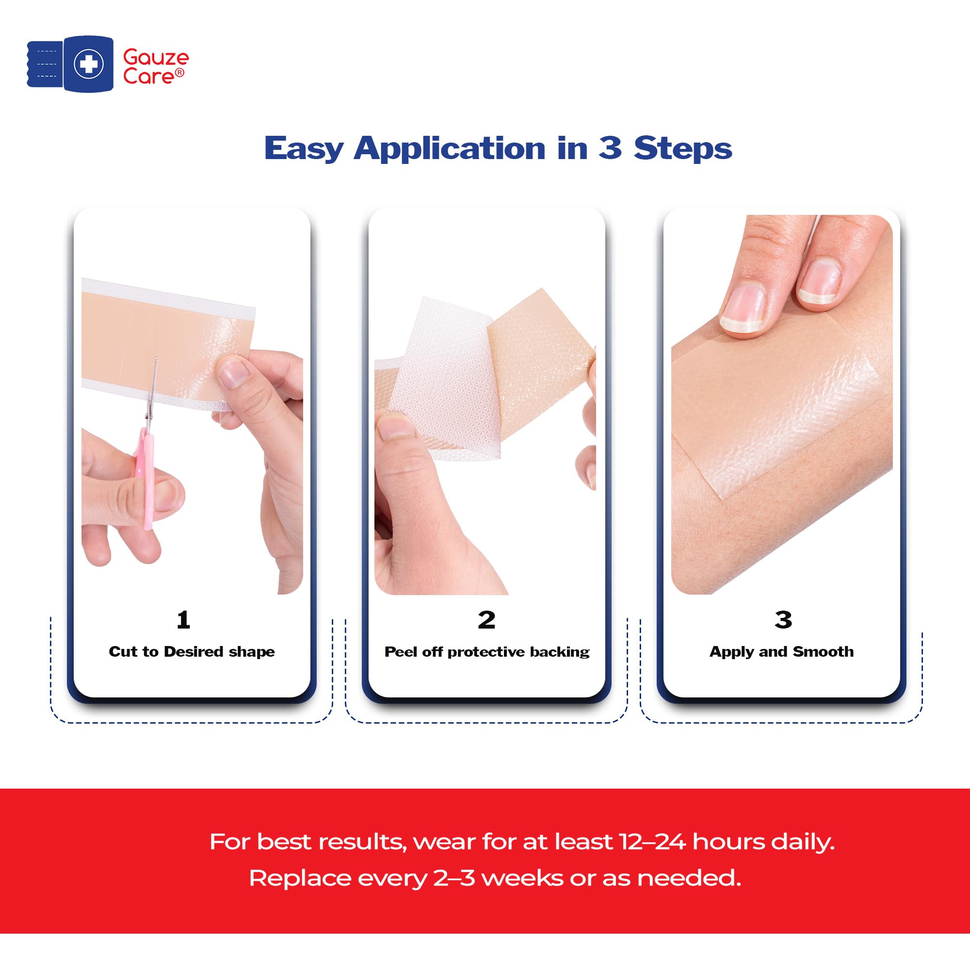 Gauze Care: tira cicatriz silicona para piel sensible de forma segura.