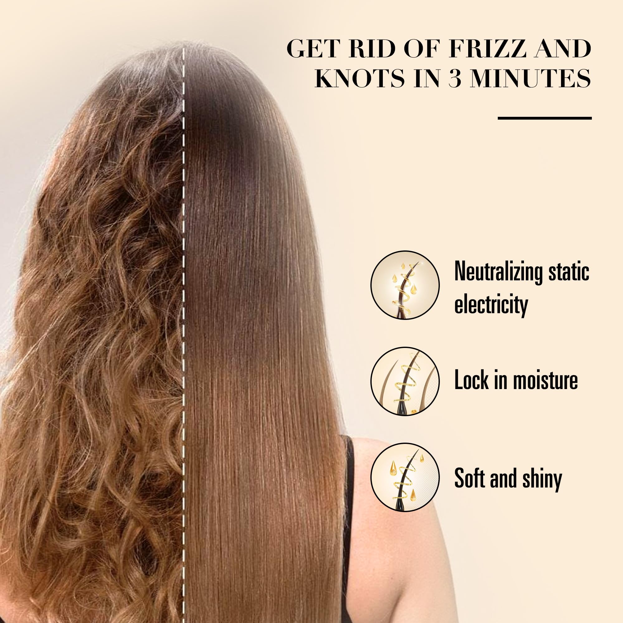 GAVIVOL anti-static brush reduces frizz and static