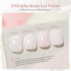 GAOY Jelly Nude Gel Nail Polish brush stroke for smooth, even color layering.