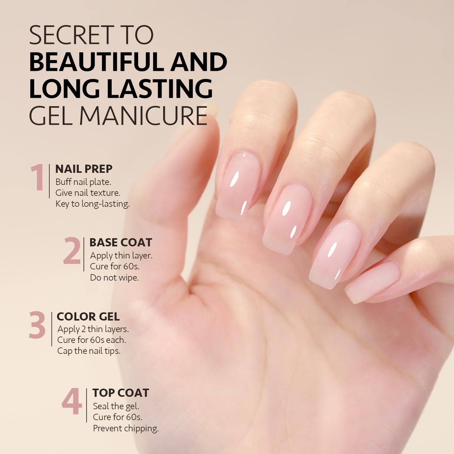 GAOY Jelly Nude Gel Nail Polish curing under UV LED lamp in 60 seconds.