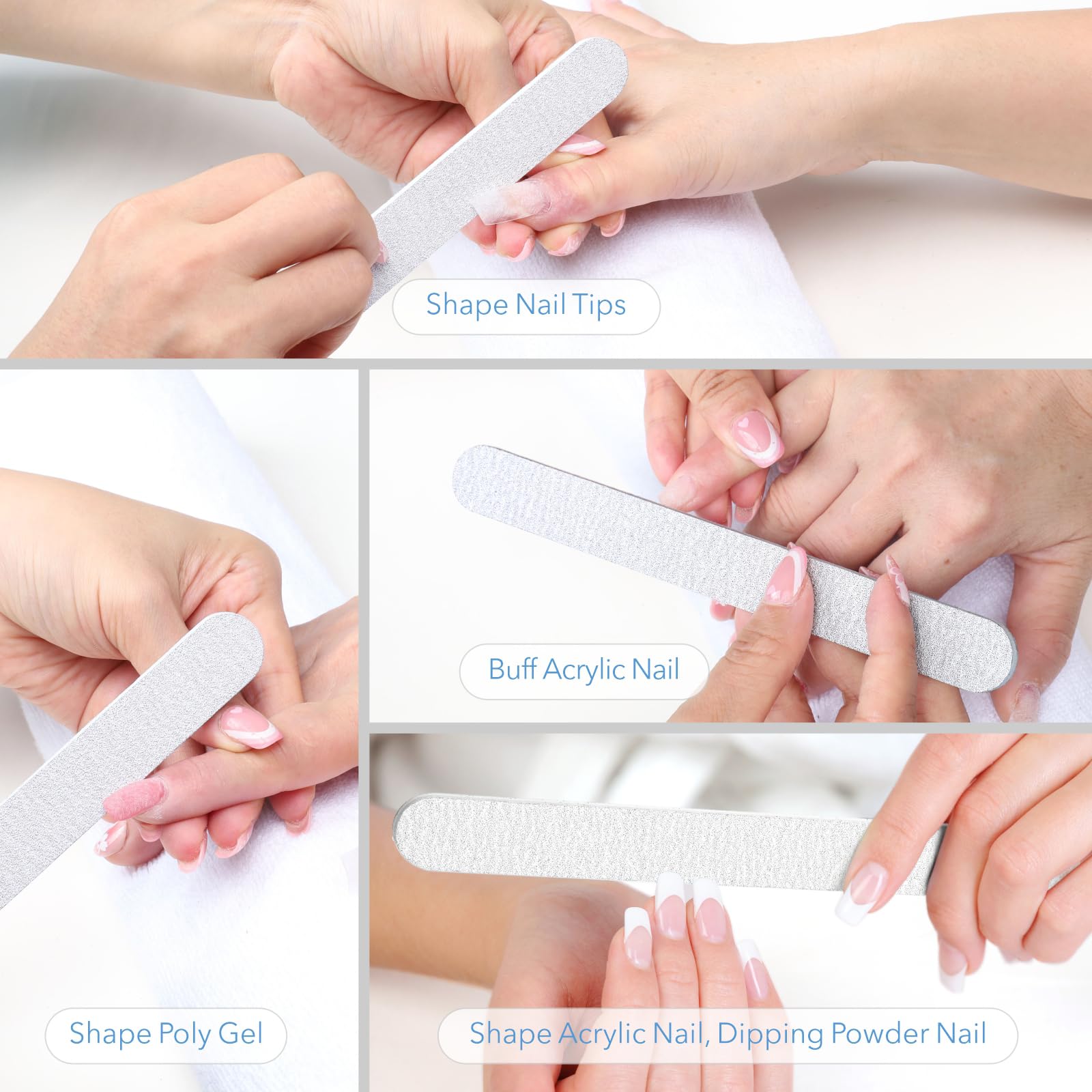 GAZEPLUS soft sponge cushion protects nails for comfortable, gentle filing.